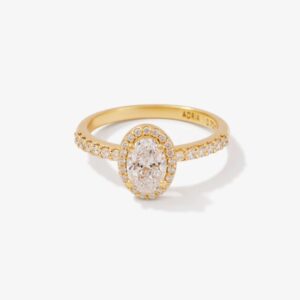 Anillo de Compromiso Oval Halo Pave